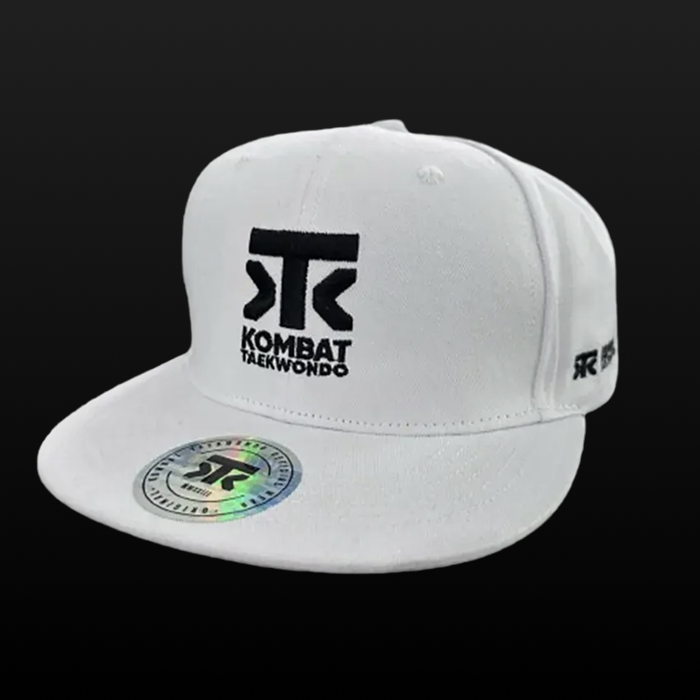 Kombat TKD Hat - White - Black bg.png